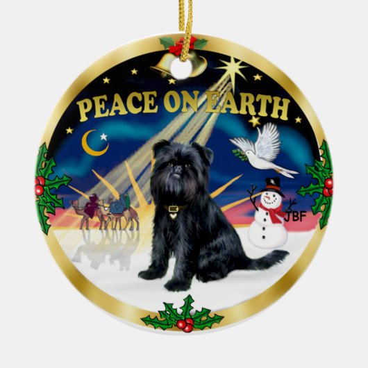 Xmas Sunrise - Brüssel Griffon (rot) Keramikornament (Vorne)