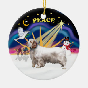 Xmas Sunrise - Clumber Spaniel Keramikornament