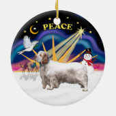 Xmas Sunrise - Clumber Spaniel Keramikornament (Hinten)