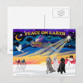 Xmas Sunrise - Drei Standard Poodles Feiertagspostkarte (Vorne/Hinten)