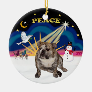 Xmas Sunrise - English Bulldog 2 Keramikornament