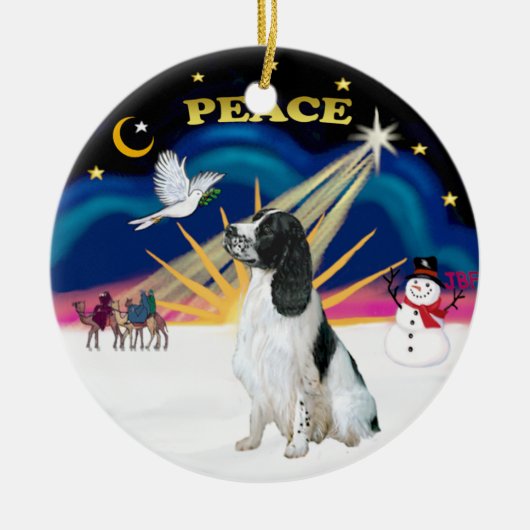 Xmas Sunrise - English Springer Spaniel Keramik Ornament (Vorne)