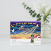 Xmas Sunrise - Norwegischer Elkhound Feiertagspostkarte (Stehend Vorderseite)