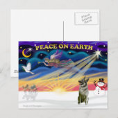 Xmas Sunrise - Norwegischer Elkhound Feiertagspostkarte (Vorne/Hinten)