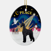 Xmas Sunrise - Riesenschwarzer Schnauzer Keramikornament (Rechts)