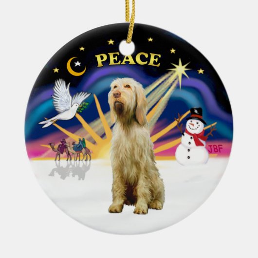 Xmas Sunrise - Spinone Italiano (Jakob) Keramik Ornament (Vorne)