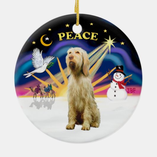 Xmas Sunrise - Spinone Italiano (Jakob) Keramik Ornament (Hinten)