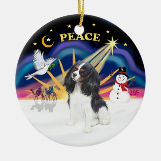 Xmas Sunrise - Tri Color Cavalier Keramik Ornament (Vorne)