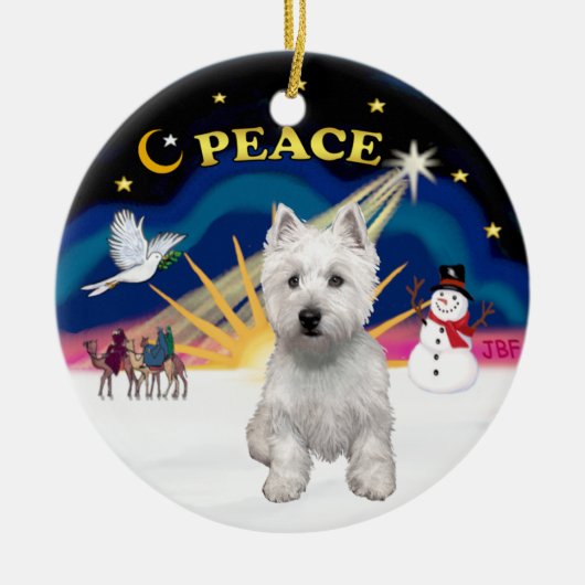 Xmas Sunrise - West Highland Terrier Keramikornament (Vorne)