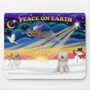 Xmas Sunrise - White Tibetan Terrier Mousepad