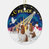 Xmas Sunrise - Zwei Blenheim Cavaliers Keramik Ornament (Links)