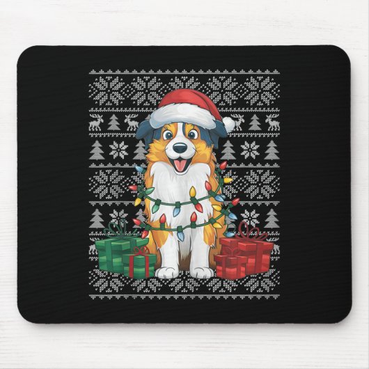 Xmas Sweater Style Ugly Australian Shepherd Dog Ch Mousepad (Vorne)