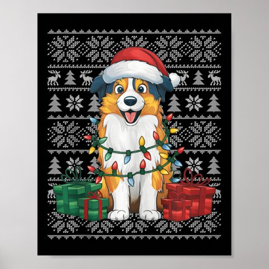 Xmas Sweater Style Ugly Australian Shepherd Dog Ch Poster (Vorne)
