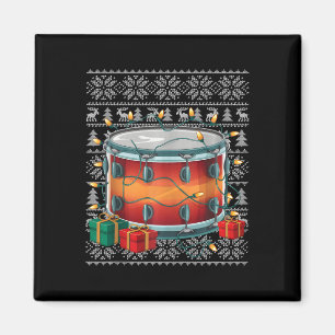 Xmas Sweater Style Ugly Musical Drum Weihnachten Magnet