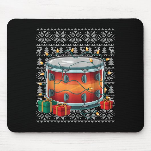 Xmas Sweater Style Ugly Musical Drum Weihnachten Mousepad (Vorne)