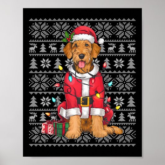 Xmas Sweater Style Ugly Santa Airedale Terrier Dog Poster (Vorne)