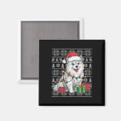 Xmas Sweater Style Ugly Santa American Eskimo Dog Magnet (Vorderseite/Rückseite)