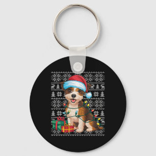 Xmas Sweater Style Ugly Santa Border Terrier Dog C Schlüsselanhänger