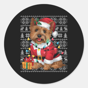 Xmas Sweater Style Ugly Santa Cairn Terrier Dog Ch Runder Aufkleber