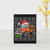 Xmas Sweater Style Ugly Santa Construction Truck C Karte (Gelbe Blume)