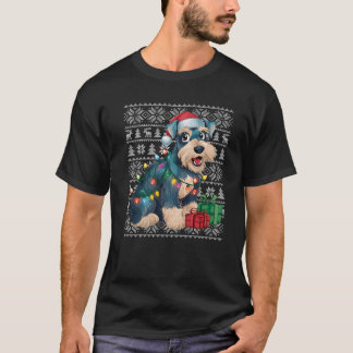 Xmas Sweater Style Ugly Santa Giant Schnauzer Dog T-Shirt