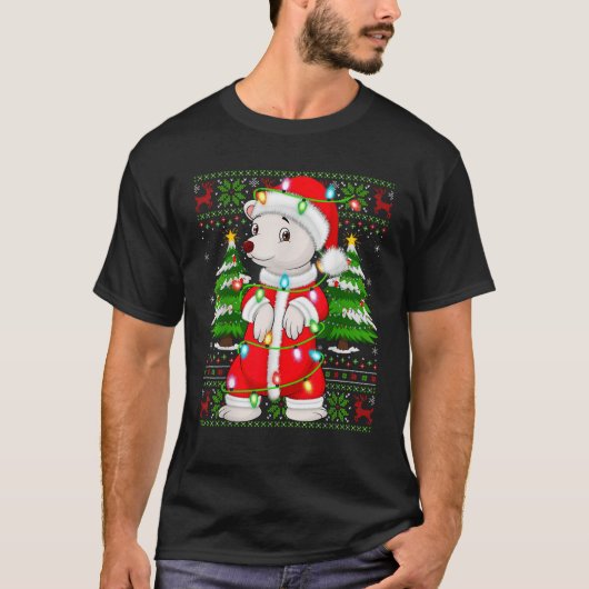 Xmas Sweater Style Ugly Santa Polar Bären Weihnach T-Shirt (Vorderseite)