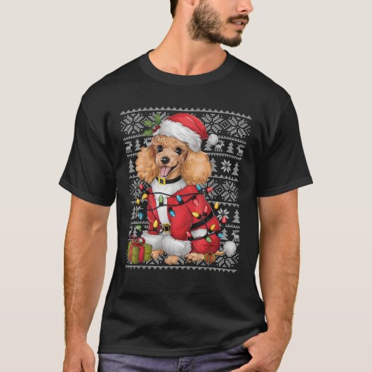 Xmas Sweater Style Ugly Santa Toy Poodle Dog Chris T-Shirt (Vorderseite)