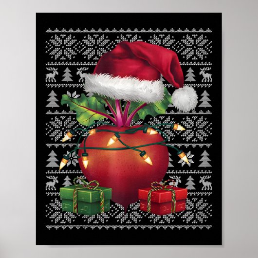 Xmas Sweater Style Ugly Weihnachtsmannmütze Beet C Poster (Vorne)