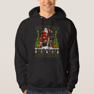 Xmas Sweater Ugly Santa Riding English Mastiff Dog Hoodie