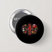 Xmas Symbole Santa Elf Nidneys Form Dialyse Tech Button (Vorne & Hinten)