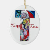 XMAS T LETTER /SANTA CLAUS MIT VIOLIN MONOGRAMM KERAMIK ORNAMENT (Rechts)