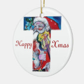 XMAS T LETTER /SANTA CLAUS MIT VIOLIN MONOGRAMM KERAMIK ORNAMENT (Links)