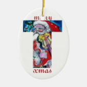 XMAS T LETTER /SANTA CLAUS MIT VIOLIN MONOGRAMM KERAMIKORNAMENT (Vorne)