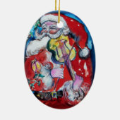 XMAS T LETTER /SANTA CLAUS MIT VIOLIN MONOGRAMM KERAMIKORNAMENT (Hinten)