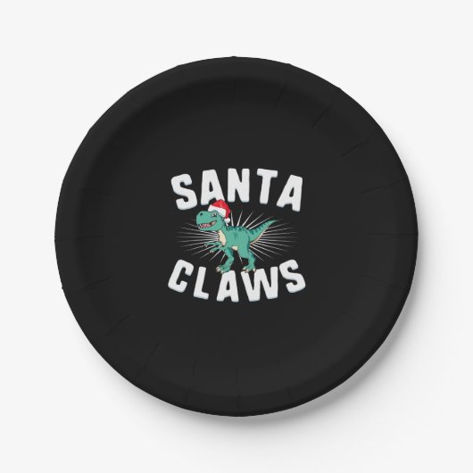 Xmas T-Rex Christmas Santa Claws   Pappteller (Vorderseite)