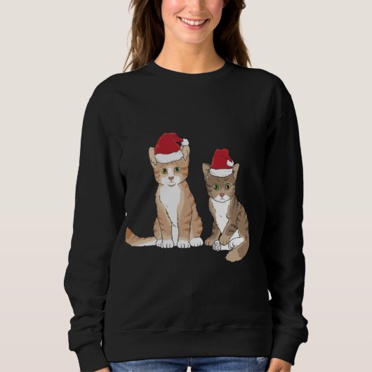 Xmas Tabby Kitten Red Weihnachtsmannmütze Meow Nie Sweatshirt (Vorderseite)