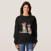 Xmas Tabby Kitten Red Weihnachtsmannmütze Meow Nie Sweatshirt (Vorne ganz)