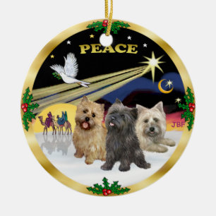 Xmas-Taube - Drei Cairn-Terrier Keramik Ornament