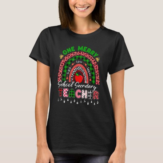 Xmas Teacher Rainbow One Merry School Secretary Ch T-Shirt (Vorderseite)