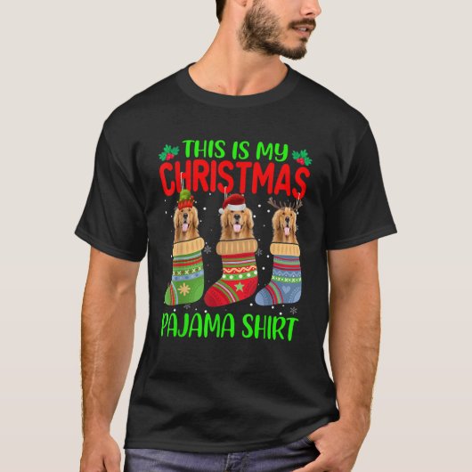 Xmas This Is My Christmas Pajama Golden Retriever T-Shirt (Vorderseite)