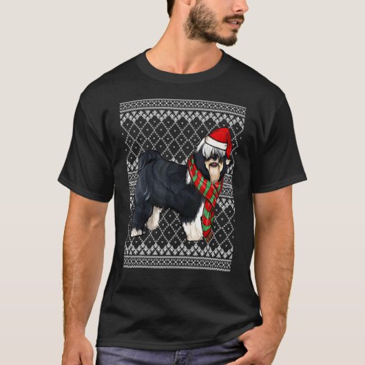 Xmas Tibetan Terrier Santa Claus Hat Ugly Christma T-Shirt (Vorderseite)