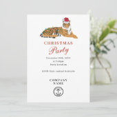 Xmas Tiger Corporate Business Weihnachten Party Einladung (Stehend Vorderseite)