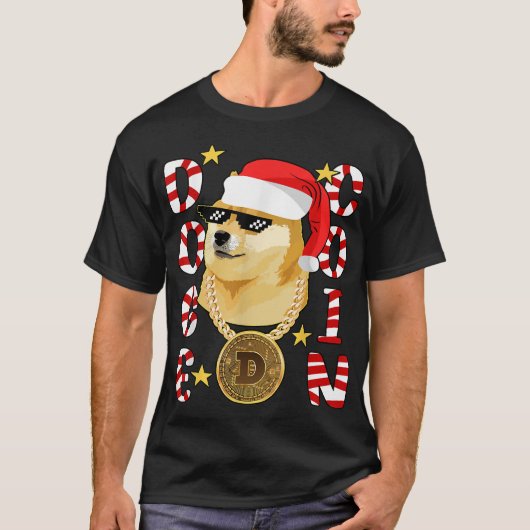 Xmas Tough Doge Gansta Crypto Weihnachts-Weihnacht T-Shirt (Vorderseite)