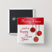 Xmas Tree Baubles red + Ihre Ideen Button (Vorne & Hinten)