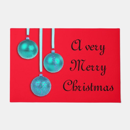 Xmas Tree Baubles türkis blau + Ihre Ideen Fußmatte (Vorderseite)