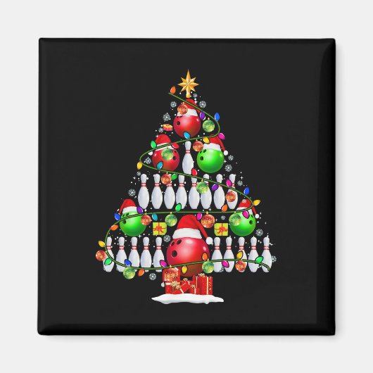 Xmas Tree Bowling Xmas Lights Santa Bowling Ll Pla Magnet (Vorne)