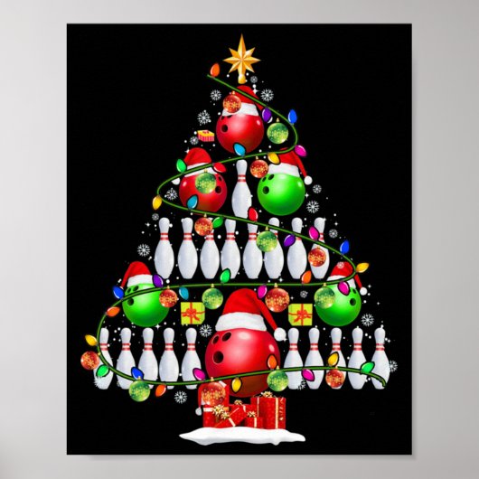 Xmas Tree Bowling Xmas Lights Weihnachtsball P Poster (Vorne)
