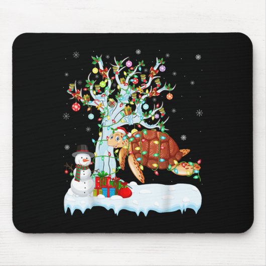 Xmas Tree Decoration Lighting Sea Turtle Christmas Mousepad (Vorne)