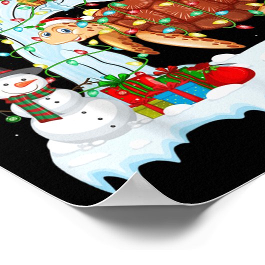 Xmas Tree Decoration Lighting Sea Turtle Christmas Poster (Ecke)