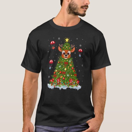 Xmas Tree Decorations Lights Santa Deer Christmas T-Shirt (Vorderseite)